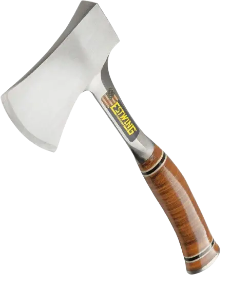 Estwing Sportsman's Axe 14-inch one-piece steel camp hatchet with leather grip