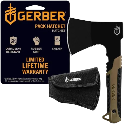 Gerber Pack Hatchet compact full tang camp hatchet with sheath