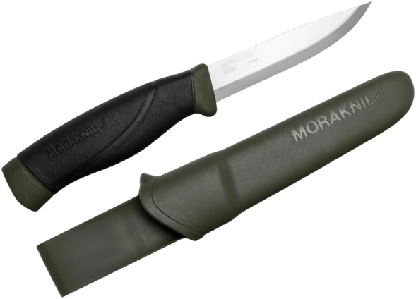 Morakniv Companion Heavy Duty Carbon fixed blade camping knife with sheath