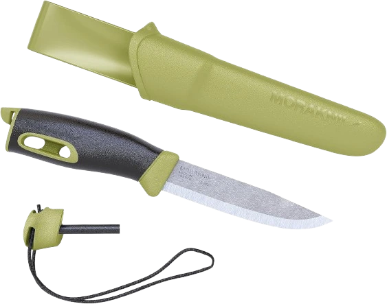 Morakniv Companion Spark stainless steel fixed blade knife with fire starter and sheath
