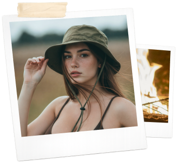 Svitlana Polishchuk in a collage-style outdoor portrait